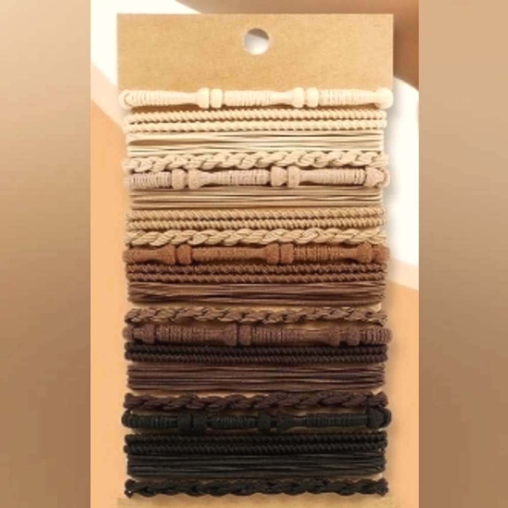 16 PCS Boho Hair Ties, Elastic Twist Bracelets Hair Ties for Women 4 Style Moran